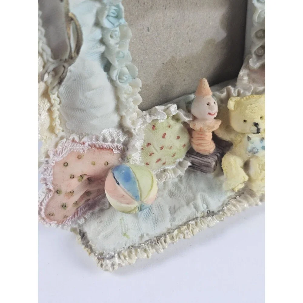 Children's Teddy Bears Quilted Foral Ceramic Picture Frame 2.25